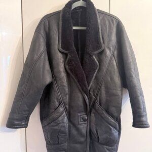 Shearling jacket, women, natural, black, size 8/10
